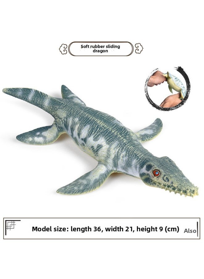 Animal Model Soft Glue Marine Life Simulation Soft Glue Dinosaur Toy Deng's Fish Sliding Toothosaurus Swollen Head Dragon Thick Nose Dragon-Color:QW Large Soft Rubber Sliding Tooth Dragon (about 0.17kg,36cm)  - Image 1