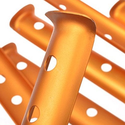 Ogrmar Aluminum Tent Stakes for Camping in Snow and Sand Tent Boating Hiking Backpacking Picnic Shelter Shade Canopy Outdoor Activity Pack of 6 (Orange, 6Pcs) - Image 2