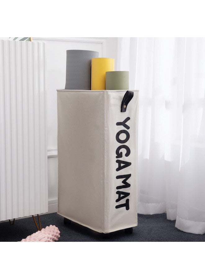 Twira Twira Yoga Mat Storage Racks, Home Gym Storage Rack for Foam Roller, Yoga Strap and Resistance Bands, Workout Equipment Corner Yoga Mat Holder with WheelsWhite - Image 1