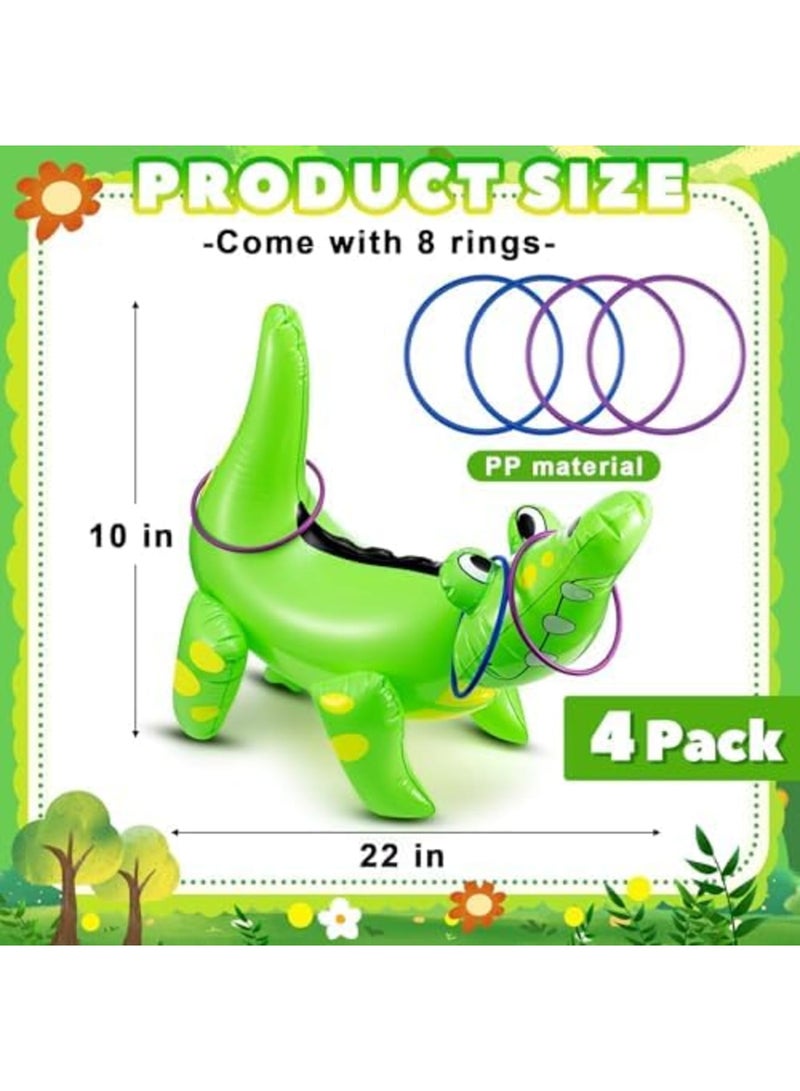 Luckam Inflatable Alligator Ring Toss Game, Each Include 8 Rings, Reptile Inflatable Pool Ring Toss Game 22" Alligator Game for Boys Girls Birthday Party Games Activities Decorations - Image 4