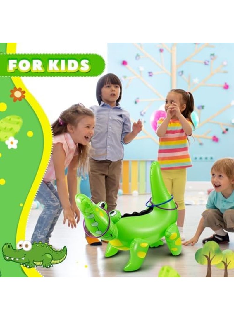 Luckam Inflatable Alligator Ring Toss Game, Each Include 8 Rings, Reptile Inflatable Pool Ring Toss Game 22" Alligator Game for Boys Girls Birthday Party Games Activities Decorations - Image 5