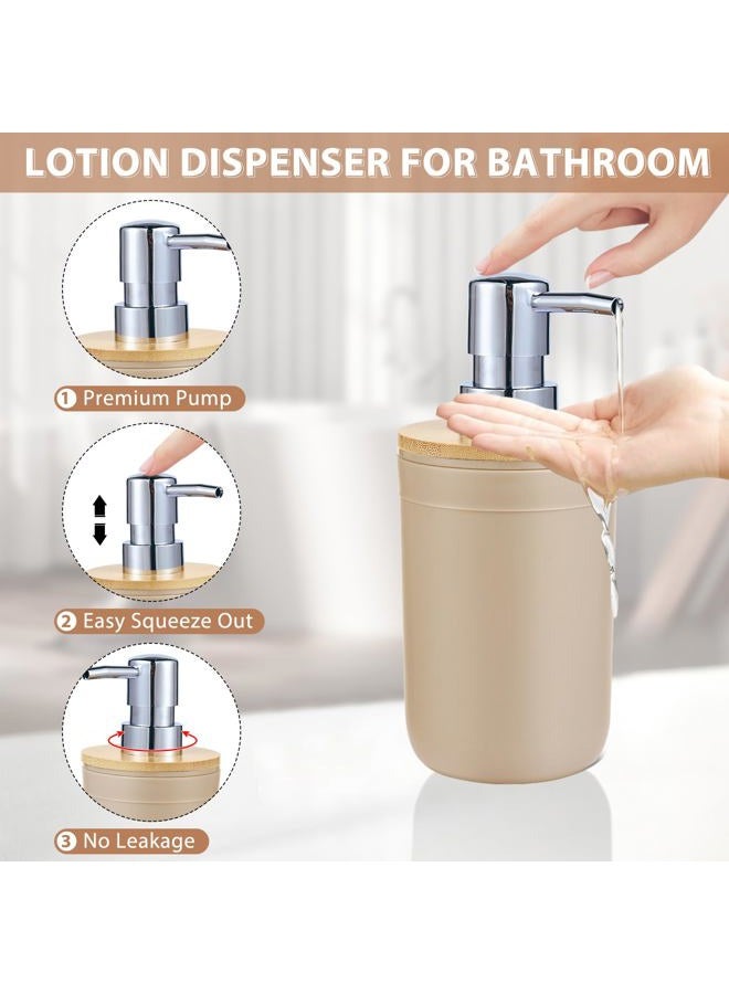 iMucci Bathroom Accessories Set 5Piece Beige Bathroom Sets, Toothbrush Holder, Toothbrush Cup, Lotion Soap Dispenser, Soap Dish and Qtip Holder Bathroom Decor - Image 2