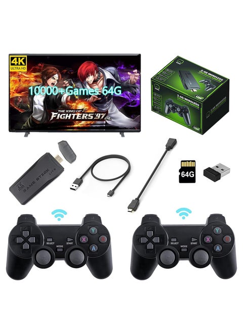 Retro Game Stick Retro Game Console Built-in 10000+ Games 4K HDMI Nostalgia Stick Game for TV,Plug and Play Video Game Stick Dual 2.4G Controllers M8 64G