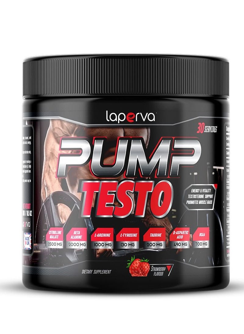 Laperva laperva Pump Testo Energy, Vitality and Testosterone Support, Enhance Athletic Performance, Improve Mental Focus, Strawberry Flavor  300 gm. 
