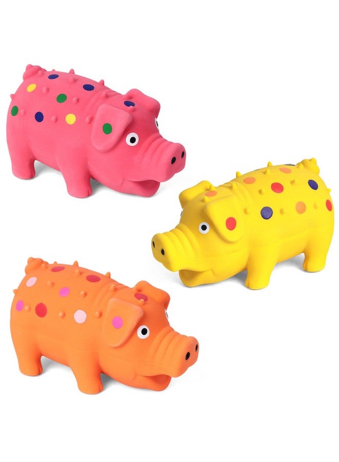 POPLAY 3PCS Squeaky Latex Grunting Pig Dog Toys, 4 Inch Prank Nosie Maker Puppy Chew Toys Rubber Squeeze Gift for Dogs April Fool's Day - Image 1