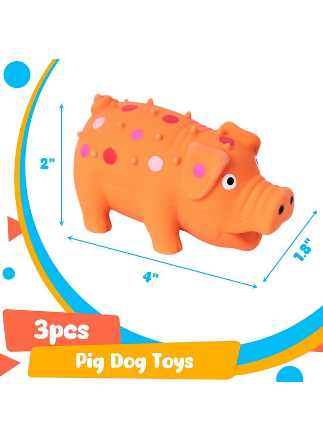 POPLAY 3PCS Squeaky Latex Grunting Pig Dog Toys, 4 Inch Prank Nosie Maker Puppy Chew Toys Rubber Squeeze Gift for Dogs April Fool's Day - Image 2