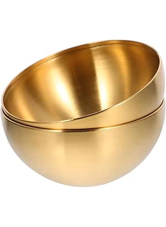 2pcs Stainless Steel Fruit Salad Bowls Korean Style Gold Kitchen Storage Containers - Image 1