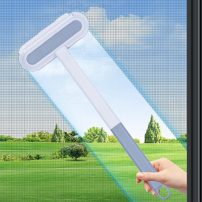 Aimers Window Screen Cleaning Brush Window Cleaner Brush and Squeege Mini Pet Hair Remover Window Mesh Screen Cleaner Professional Window Squeegee Cleaning Tool Household Bathroom Accessories