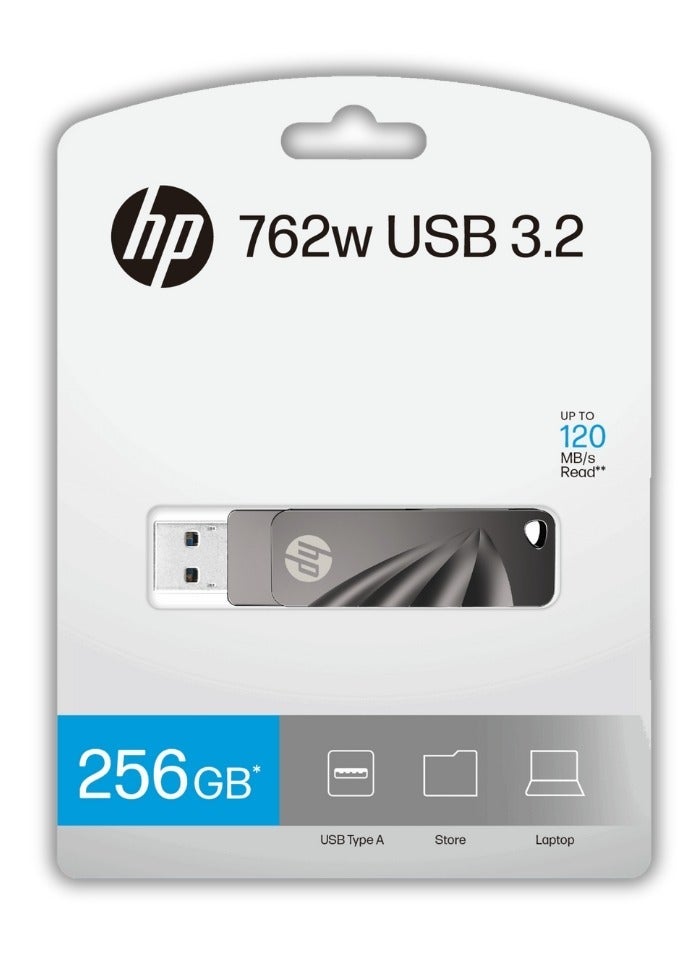 HP 762w | 256GB فلاش درايف USB 3.2 | نقل بيانات سريع وموثوق | هيكل معدني - Image 2