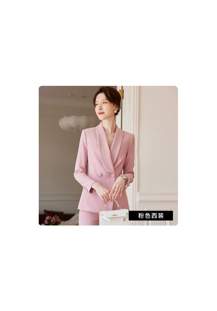 Spring and Autumn New elegant red suit suit wedding annual meeting goddess fan double-breasted formal wear business wear overalls - Image 1