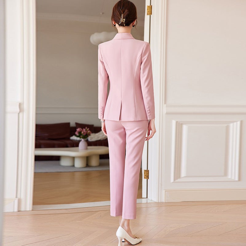 Spring and Autumn New elegant red suit suit wedding annual meeting goddess fan double-breasted formal wear business wear overalls - Image 5