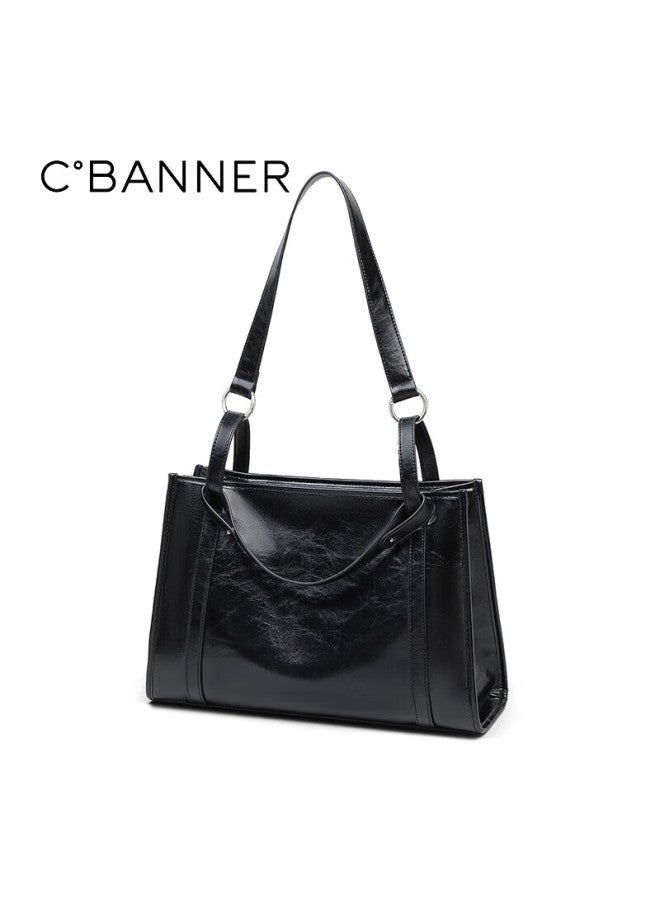 C.banner Leather Handbag, Women's Large Capacity Tote Bag, Shoulder And Underarm Bag, Birthday Gift With High-end Feel For Girlfriend Or Wife - Image 2