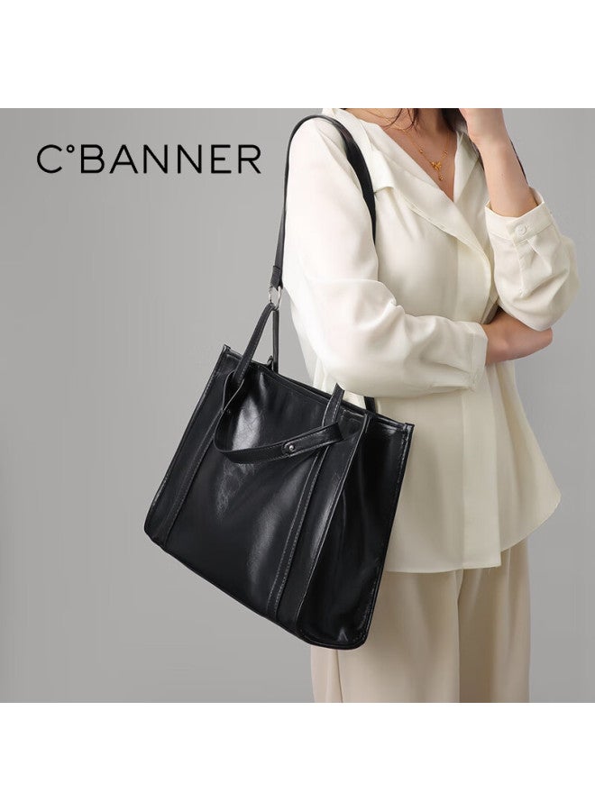 C.banner Leather Handbag, Women's Large Capacity Tote Bag, Shoulder And Underarm Bag, Birthday Gift With High-end Feel For Girlfriend Or Wife - Image 1