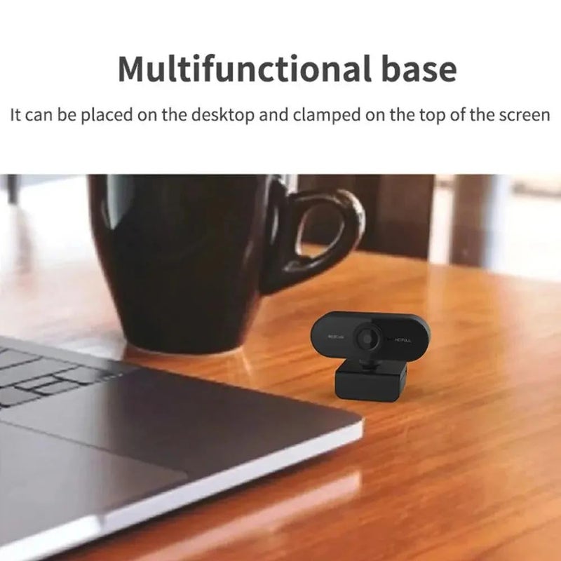 Webcam, Full HD, 1080P High Definition, 2 Megapixels, Built-in Microphone, USB Camera, Auto Light Correction, 30 FPS, Ultra Wide Angle 95°, Clip/Stand, Plug and Use, Tripod Compatible - Image 4