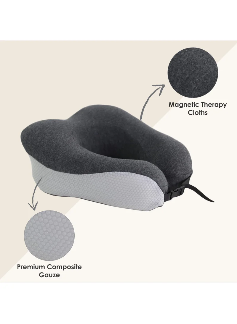 Donetella Travel Pillow 1-Piece Memory Foam Neck Pillow Light Weight Comfortable Suitable For Airplane Travel and Gifting With Ear Plugs Eye Mask Luxury Mesh Bag Grey/Black