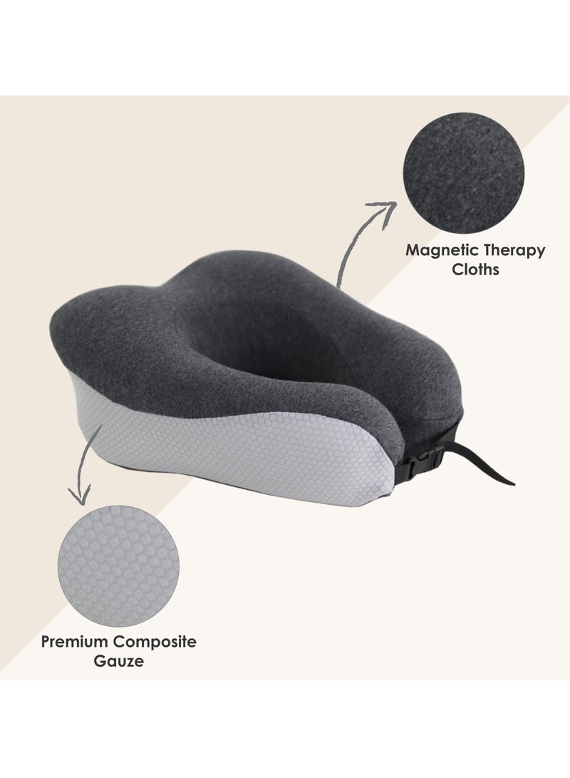Donetella Travel Pillow 1-Piece Memory Foam Neck Pillow Light Weight Comfortable Suitable For Airplane Travel and Gifting With Ear Plugs Eye Mask Luxury Mesh Bag Grey/Black - Image 3