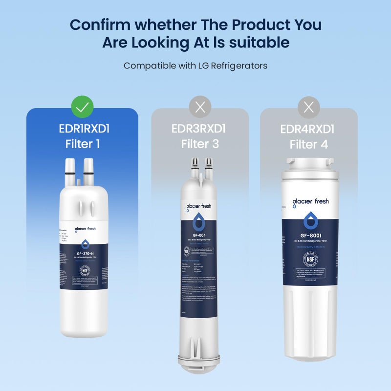 GLACIER FRESH EDR1RXD1 Refrigerator Water Filter Compatible with W10295370A, EDR1RXD1, WHR1RXD1, KAD1RXD1, Filter 1, W10295370, P4RFWB, P8RFWB2L, 46-9930, 46-9081 Refrigerator Water Filter,3 Pack - Image 3