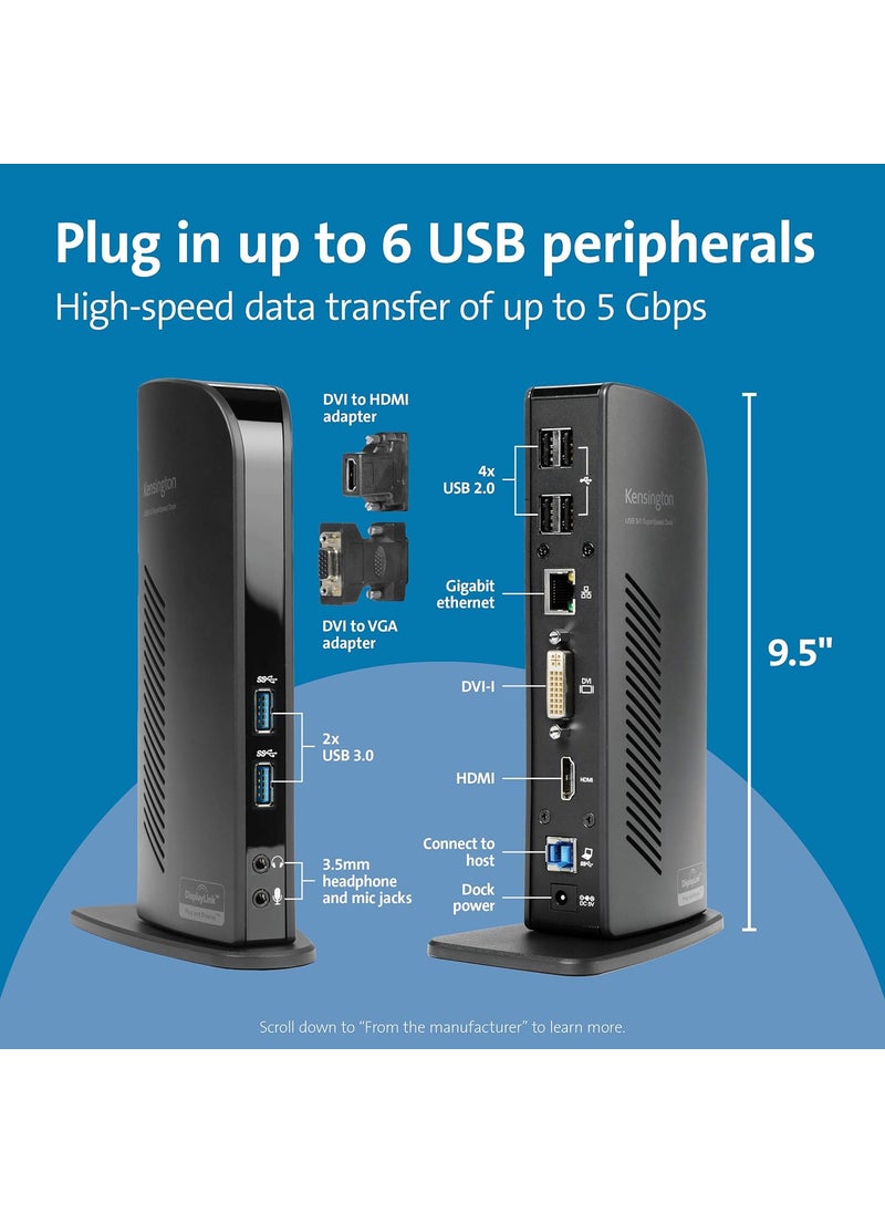 Kensington Kensington USB 30 Dual Display Docking Station for MacBooks Windows and Surface K33972US  - Image 2