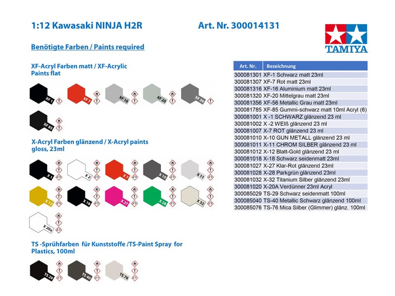 Tamiya طقم نموذج بلاستيكي تاميا 14131 1/12 كاواساكي نينجا H2R - Image 3