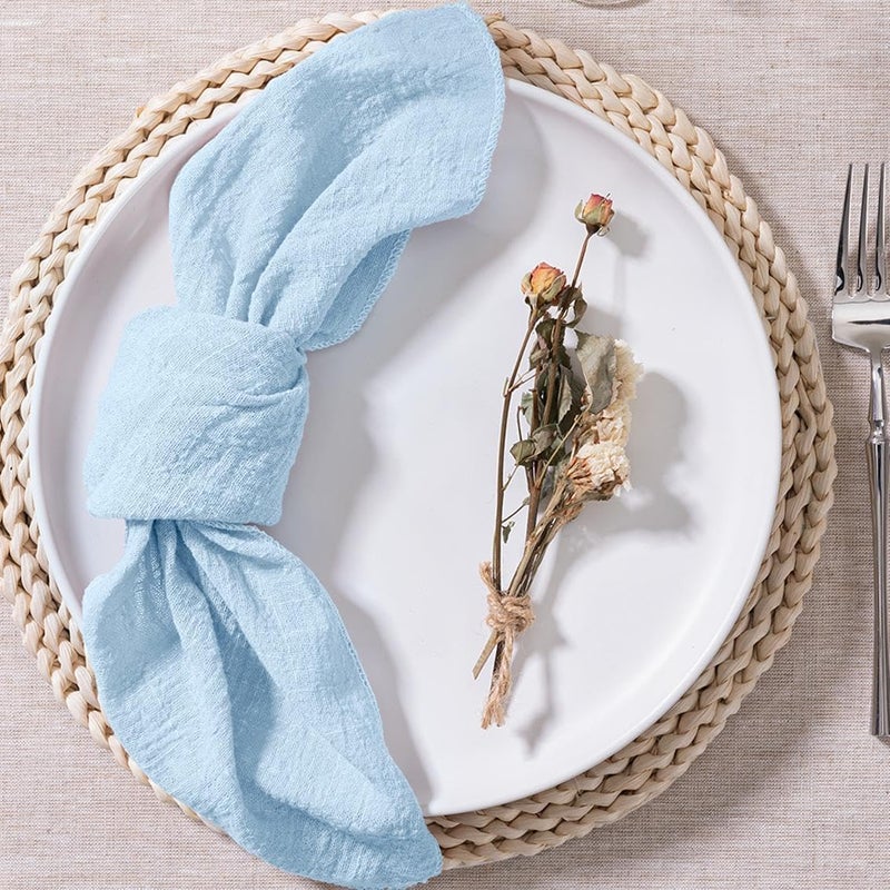MLMW Light Blue Cloth Napkins Set of 10 Summer Linen Sky Dinner Napkins Cloth Bulk Washable 165165 for Wedding Party Baby Bridal Shower Birthday Table Decorations - Image 3