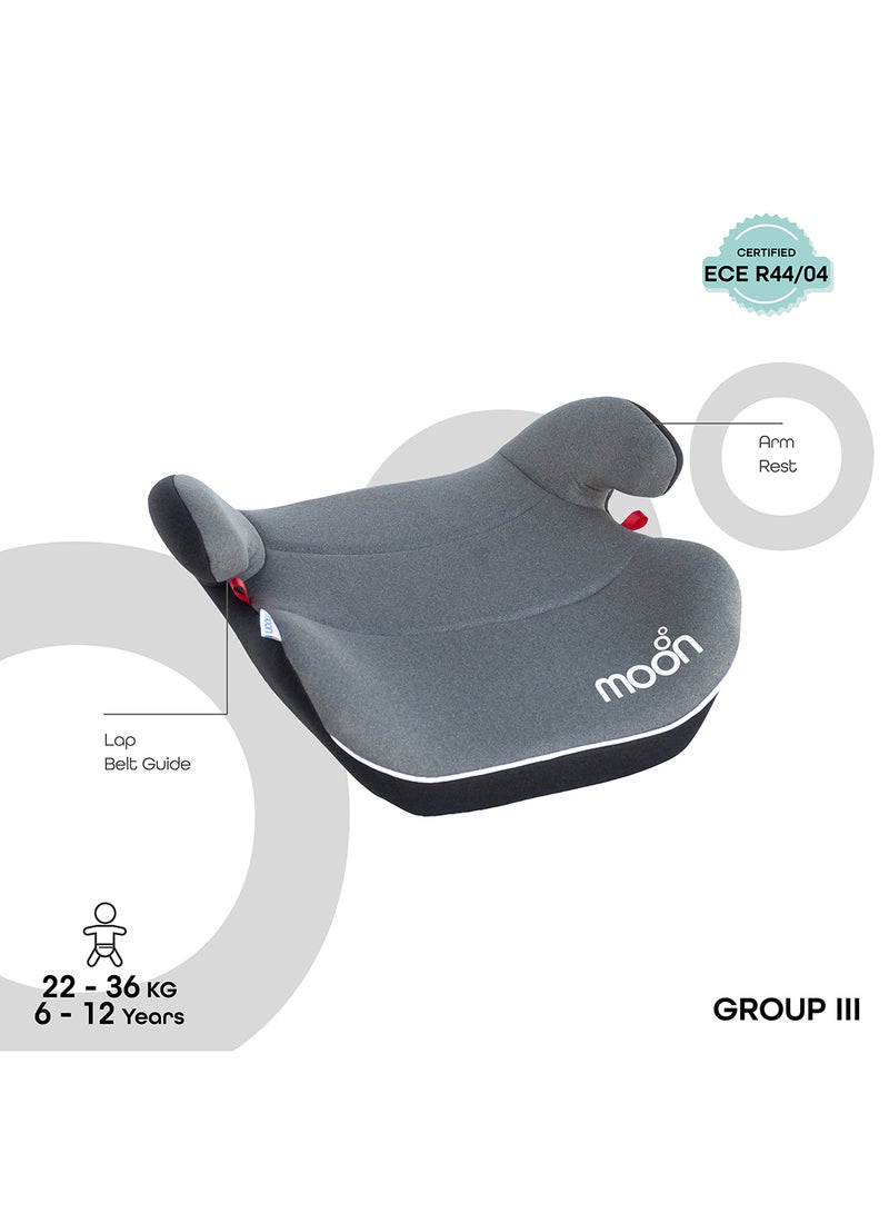 Moon Kido Baby Booster Lightweight Car Seat, Group 2/3 (22-36 kg) - Black/Grey/Blue - Image 2