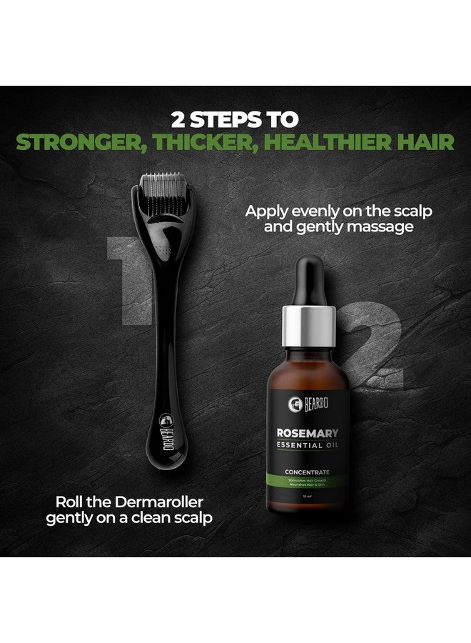 Beardo Rosemary Essential Oil, 15 ml & Derma Roller For Hair Growth 0.5 mm with 540 Chromium Needles | for Hair Growth, Hair fall and Regrowth | Skin Nourishment | 100% Natural | Aroma Oil - Image 1