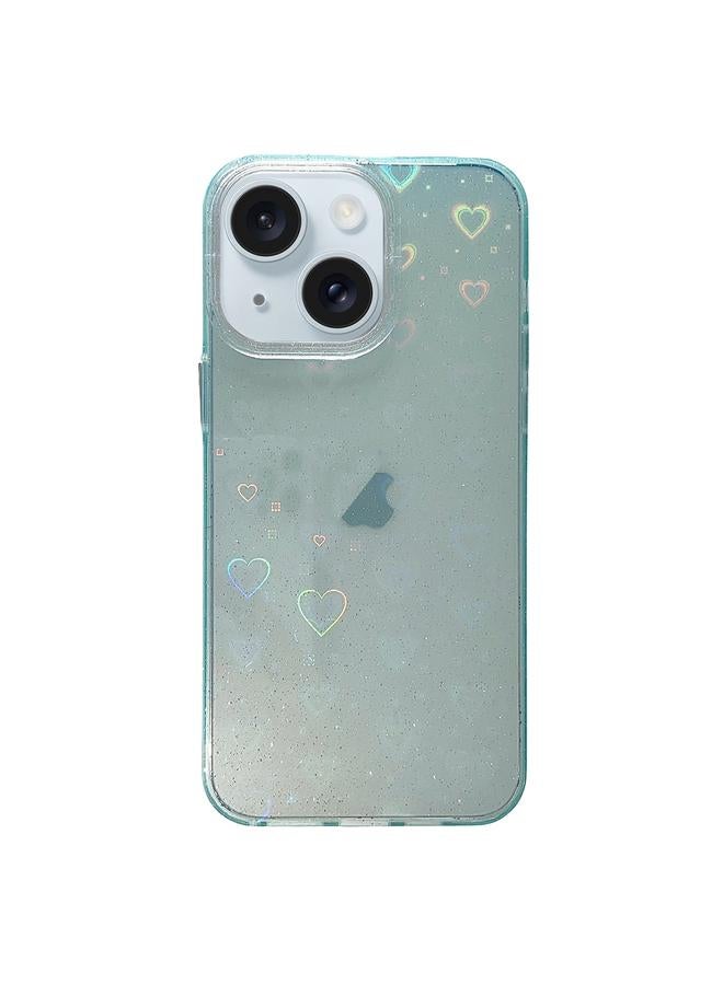S-TOP Case For iPhone 15 Love Pattern Transparent Lens Frame IMD Acrylic Phone Case - Image 1