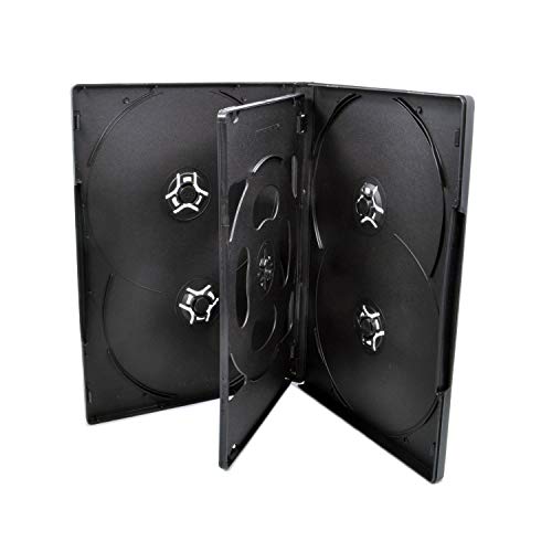 maxtek 10 Pack Maxtek Standard 14mm Black Six (6) Disc DVD Cases with Double Sided Flip Tray and Outter Clear Sleeve - Image 4