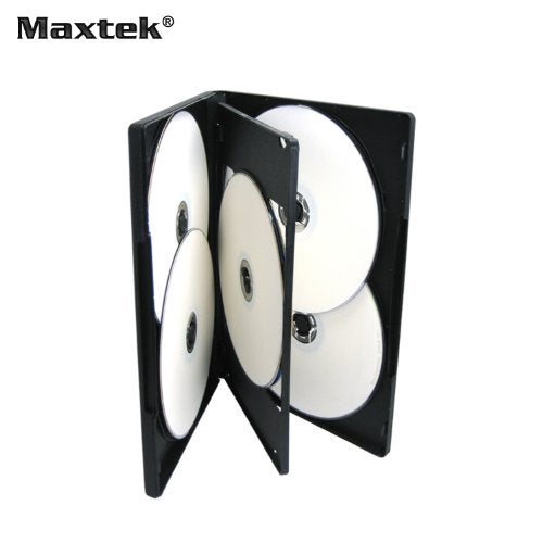 maxtek 10 Pack Maxtek Standard 14mm Black Six (6) Disc DVD Cases with Double Sided Flip Tray and Outter Clear Sleeve - Image 2