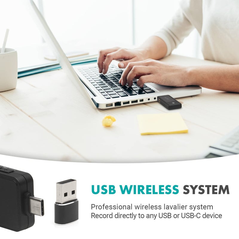 Movo WMX-1-UL USB-C Wireless Lavalier Microphone- USB Wireless Lapel Microphone for Computer, Smartphones, and Tablets- Wireless USB & USB-C Receiver, Transmitter, and Omnidirectional Lav Microphone - Image 2