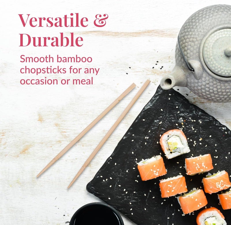 Prestee 50 Pairs Disposable Wooden Chopsticks - Individually Wrapped for Hygiene - 8-Inch Wood Chopstick - Utensils for Sushi, Noodles, and Takeout - Smooth, Splinter-Proof Design - Image 2