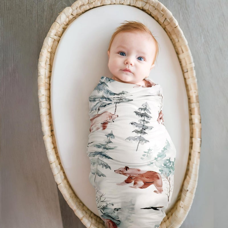 GRSSDER Baby Blankets Super Soft Jersey Knit Swaddle Blanket for Baby Girls and Boys, Double Layer Receiving Blankets 34 x 44 Inches Extra Large for Swaddling, Cute Bear - Image 3