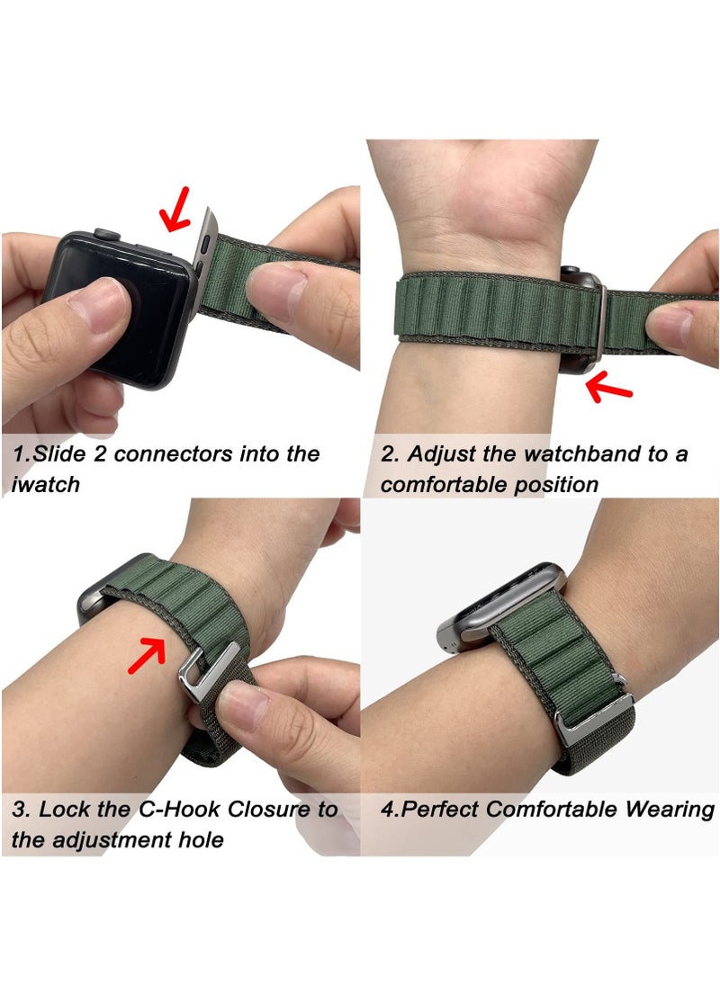 BORTONY - Apple Watch Alpine Loop Band 49mm/45mm/44mm Nylon Woven Sport Strap Compatible with iWatch Series 8/Ultra/7/SE/6/5/4/3/2/8 Pack of 3 - Image 1