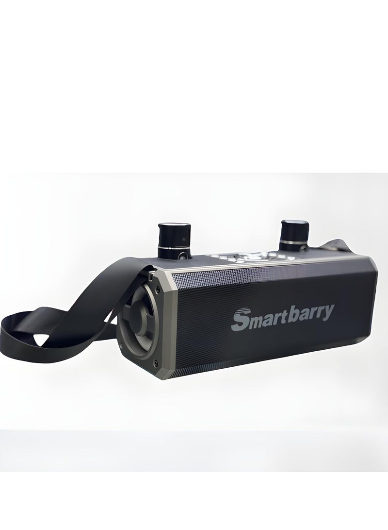 سمارت بيري جهاز كاريوكي محمول Smart Berry M28 مزود بمكبر صوت لاسلكي بتقنية البلوتوث مع ميكروفونين (أسود)