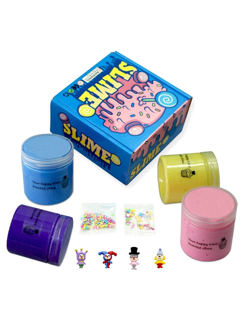 4 Pack er Slime Kit, with Clown Slime, Magician Cartoon Stretchy and Non-Sticky
