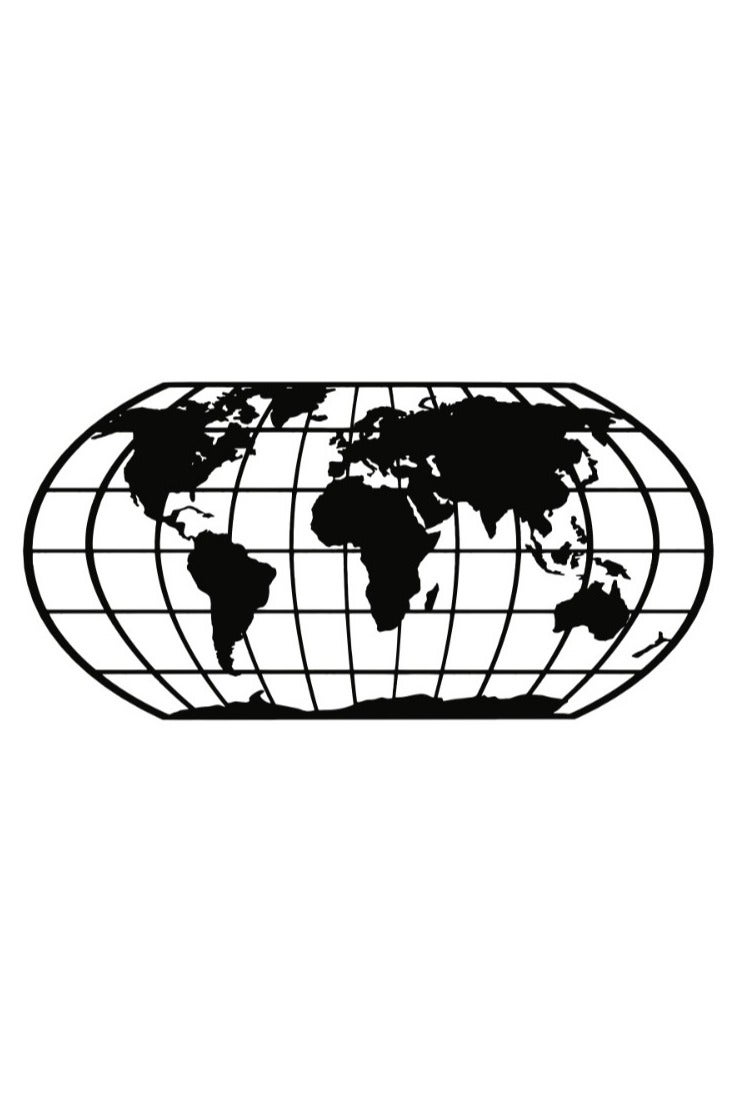 مرفا لوحة حائط خشبية ذات قاعدة لاصقة - أسود (خريطة العالم بشكل بيضاوي) - Image 1