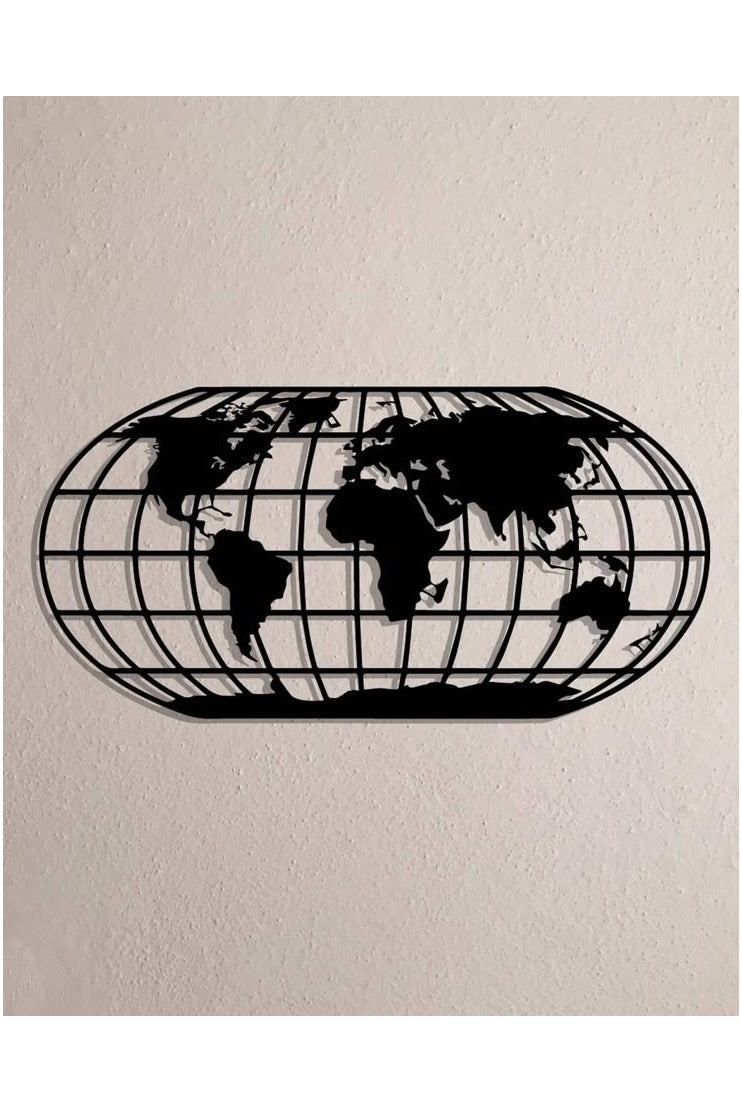 مرفا لوحة حائط خشبية ذات قاعدة لاصقة - أسود (خريطة العالم بشكل بيضاوي) - Image 2