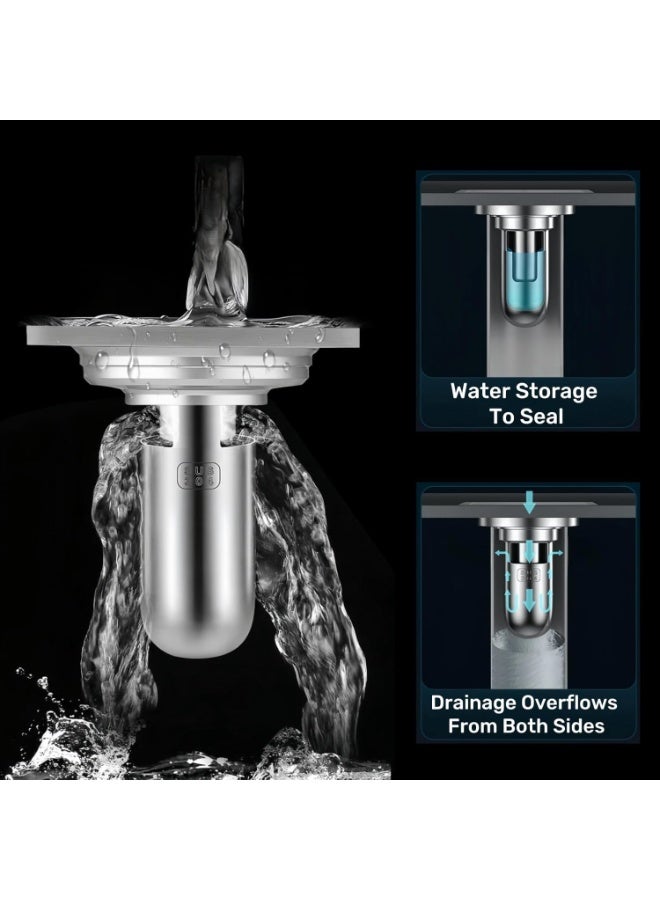 SYOSI Shower Floor Drain Plug, Water Sealing with Mini Bottle Trap Design, Anti-Odor Bathroom Floor Drain Cover, 3.3" Deep, 304 Stainless Steel Material, Heavy Duty, Rustproof, Easy Twist Lock Mechanism - Image 3