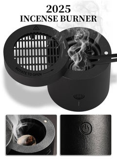 Oud Bukhoor [Upgrade] New Electric Magnetic Lid Incense Burner Portable USB Rechargeable Bakhoor Diffuser Fresh Scent Black 11cm*9cm*9cm Home  - Image 1