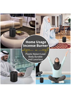 Oud Bukhoor [Upgrade] New Electric Magnetic Lid Incense Burner Portable USB Rechargeable Bakhoor Diffuser Fresh Scent Black 11cm*9cm*9cm Home  - Image 3