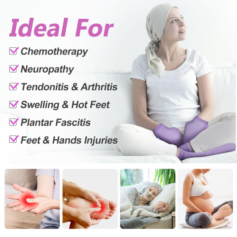 RelaxCoo Cold Therapy Socks & Hand Ice Pack Cold Gloves for Chemotherapy Neuropathy, Chemo Care Package for Women Men, Ideal for Plantar Fasciitis, Carpal Tunnel, Arthritis Hand Pain Relief, S/M - Image 2