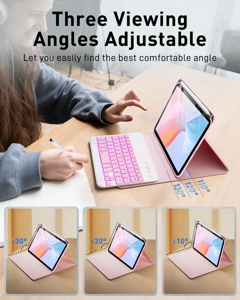 SAMTUNK for iPad mini 7 (2024) & Mini 6 (2021) Case with Keyboard for iPad mini (A17 Pro) 7th 6th Generation 8.3" - 7 Colors Backlit Keyboard Case - Built in Pencil Holder with Mouse - Pink - Image 4