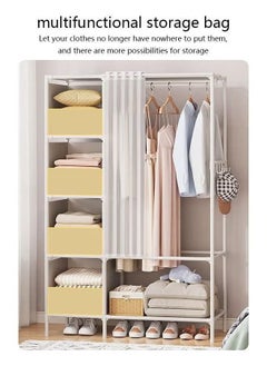 XiuWoo Portable Wardrobe Storage Closet, Clothes Storage Cabinet with Curtain, Clothes Rack Multi-functional Storage Clothes Hanging Multi-Layer Shelving for Living Room, Bedroom, Clothes Room,105x45x170cm  - Image 2