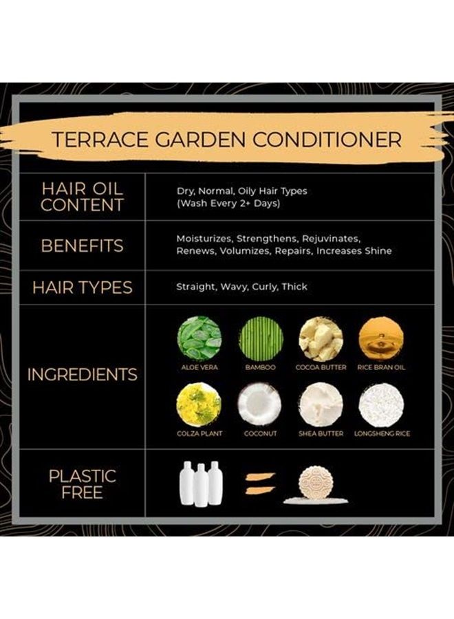 VIORI Terrace Garden Shampoo Bar, Conditioner Bar, and Bamboo Holder Set (Includes Bamboo) - Handcrafted with Longsheng Rice Water & Natural Ingredients - Sulfate-free, Paraben-free, 100% Vegan - Image 4