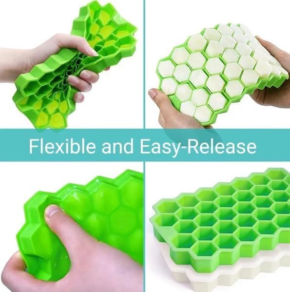 Elecsera Silicon Ice Cube Mould Trays Honeycomb Design Small Cubes for Fridge - Image 3
