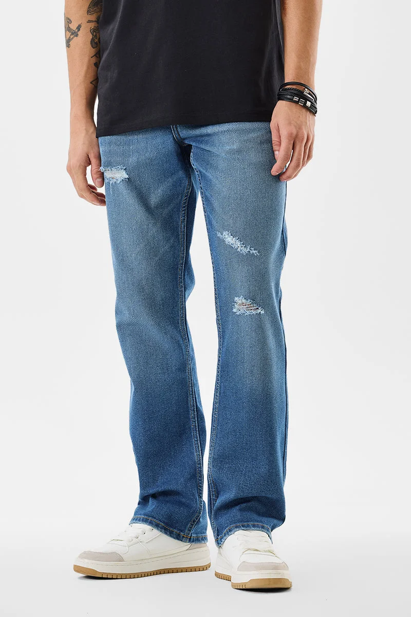 SNITCH Distressed Straight Fit Stretch Jeans