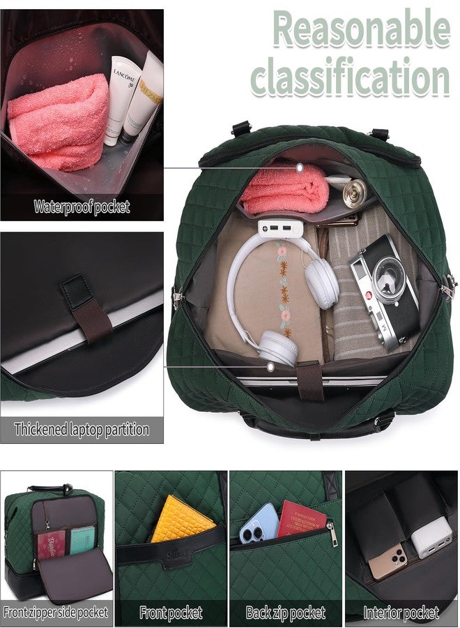 Stuery Weekender Bags for Women with Toiletry Bags Large Overnight Bags Travel Duffel Bag Carry On Shoulder Weekend Tote with Shoe Compartment and Wet Pocket for Girls Airplane Traveling, Gym, Green - Image 4