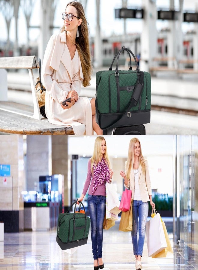 Stuery Weekender Bags for Women with Toiletry Bags Large Overnight Bags Travel Duffel Bag Carry On Shoulder Weekend Tote with Shoe Compartment and Wet Pocket for Girls Airplane Traveling, Gym, Green - Image 2