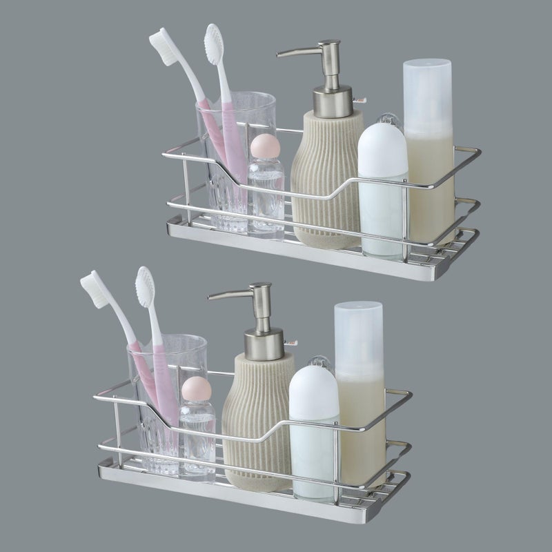 SF - Stick Fast Stainless Steel Self-Adhesive Bathroom Shelf - Stylish Tray With 3M Sticker For Wall Mount Multipurpose Kitchen & Bathroom Storage Organizer Tray Rack (Sf-Stylish-Tray2) - Image 1