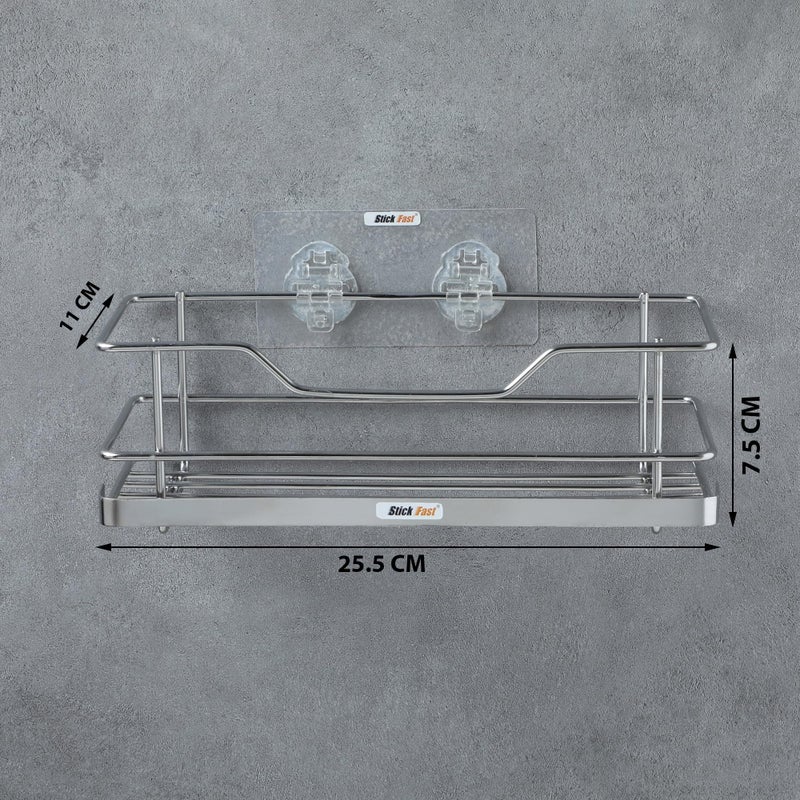 SF - Stick Fast Stainless Steel Self-Adhesive Bathroom Shelf - Stylish Tray With 3M Sticker For Wall Mount Multipurpose Kitchen & Bathroom Storage Organizer Tray Rack (Sf-Stylish-Tray2) - Image 3